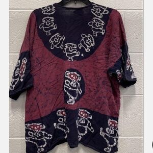 RARE Gypsy Rose Boho Burgundy and Black Graphic Grateful Dead Blouse